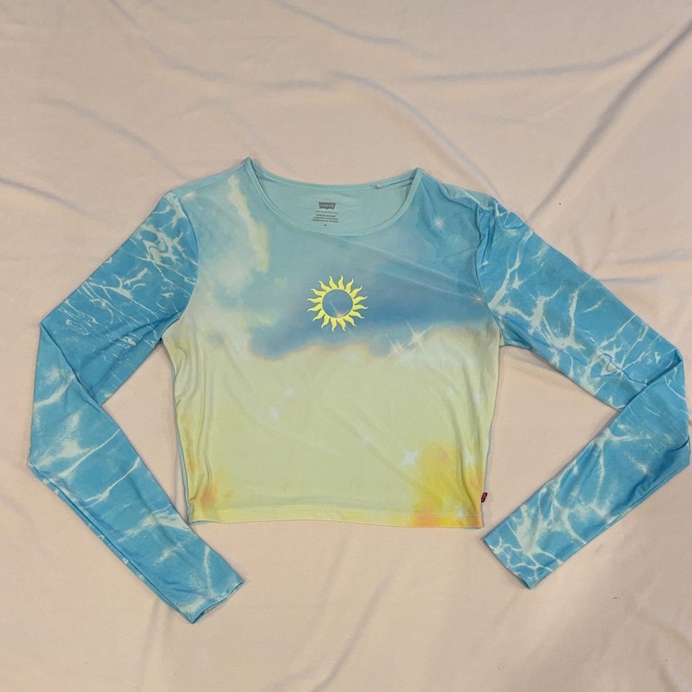 Levi's Blue and Yellow Tie-Dye Long Sleeve Top